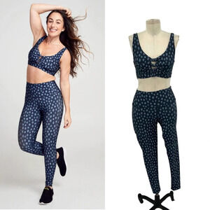 SOUL‎ BY SOULCYCLE Ditsy Cheetah Milestone Legging & Sports Bra Set Size S/M